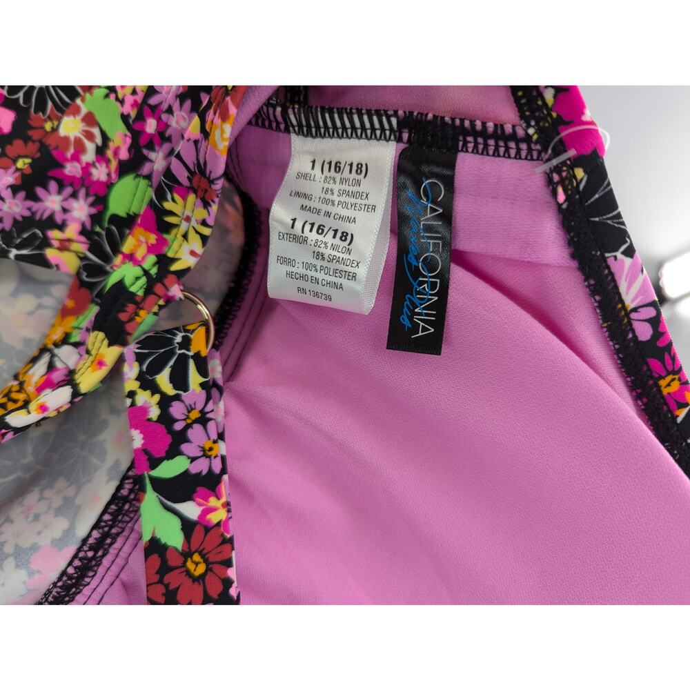 California Waves Swim Halter Tankini Top Ditsy Pluse Size 1 - Picture 10 of 13